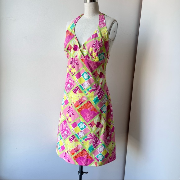 Lilly Pulitzer Dresses & Skirts - Vintage Lilly Halter Dress multi bright color size 4